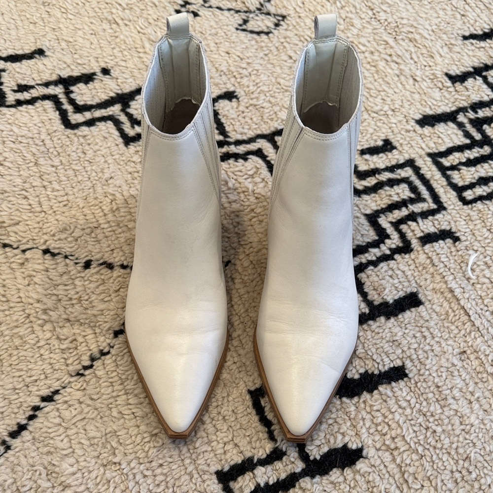Marc Fisher Sleek White Ankle Booties
